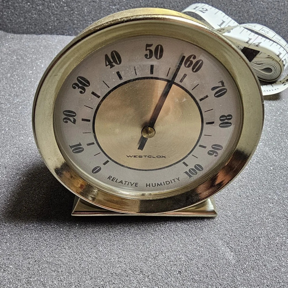 Vintage Westclox Brass Relative Humidity Gauge For Matel Shelve Or Table Top sho - Picture 1 of 9